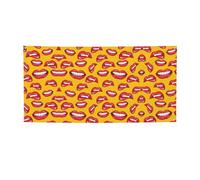 Striscione in vinile personalizzato con donne che sorridono e mordono le labbra rosse, grandi striscioni in vinile per decorazioni per feste interne ed esterne