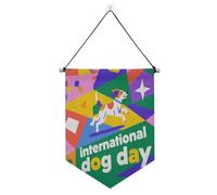 Striscione internazionale per la giornata del cane con simpatico cane da appendere con asta telescopica per porta d'ingresso, decorazioni per feste, per porte, pareti, finestre, giardini, cortili