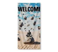 Striscione meditativo per porta di benvenuto, decorazione artistica da sogno con rocce galleggianti, per interni ed esterni, tema yoga, rilassamento, meditazione, festival, forniture 91 x 182 cm