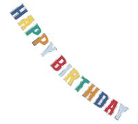Striscione multicolore con scritta "Happy Birthday", con stampa in alluminio, 2,2 m, perfetto per celebrazioni traguardi, uso interno ed esterno