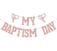 Striscione My Baptism Day con glitter oro rosa