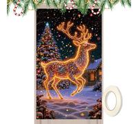 Striscione natalizia per porta - fluorescente 70 x 35 pollici, copertura decorativa vivace | Banner di Natale festivo per casa colonica, interni ed esterni, ingresso di casa