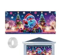 Striscione natalizio per porta del garage, 4 x 1,8 m, decorazione fluorescente UV, sfondo per le vacanze, per gli appassionati di fai da te, decorazioni per la casa, ospiti di feste, quartiere