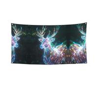 Striscione olografico con cervo Sika stampato - 177,8 x 88,9 cm - Festone natalizio per feste e riunioni - 180 x 90 cm