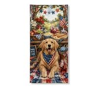Striscione patriottico per porta del cane, decorazione rustica americana con stelle e strisce, estate 4 luglio, per interni ed esterni, 91 x 183 cm