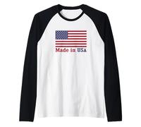 Striscione Patriottico Rosso Bianco Blu Stelle E Strisce Maglia con Maniche Raglan