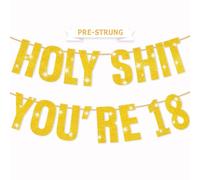 Striscione per 18° compleanno, decorazioni per 18° compleanno per ragazzi e ragazze, striscione personalizzato per 18° compleanno, pre-incordato, Holy Shit You're 18 Congratulations, decorazioni per