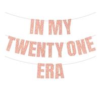 Striscione per 21° compleanno per ragazze, 3 pezzi, oro rosa glitterato in My Twenty One Era pre-infilato, striscioni decorativi per la sua ragazza felice 21 anni divertente decorazione per feste di