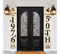 Striscione per 50° compleanno per lei, color oro champagne chiaro, impressionante dal 1976, con scritta "Happy 50th Birthday", per donne, 50 anni, per feste per interni ed esterni, decorazione regalo