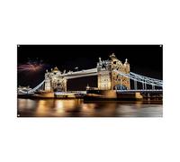Striscione per eventi, stampa del ponte della torre di Londra notturna, resistente, riutilizzabile, decorazione per feste, perfetta per feste, riunioni aziendali e celebrazioni