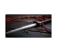 Striscione per eventi, stampa spada samurai giapponese, resistente, riutilizzabile, decorazione per feste, perfetta per feste, riunioni aziendali e celebrazioni