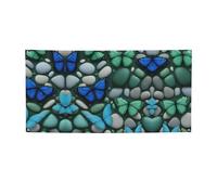 Striscione per feste con farfalla blu verde e pietre stampate, decorazioni per tutte le occasioni, per il Ringraziamento, feste di compleanno e molto altro ancora