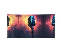 Striscione per feste con microfono con note musicali, striscione per tutti gli eventi, bandiere luminose per compleanno, Ringraziamento e molto altro ancora