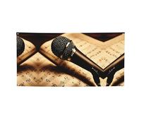 Striscione per feste con microfono con note musicali, striscione per tutti gli eventi, bandiere luminose per compleanno, Ringraziamento e molto altro ancora