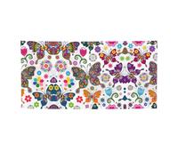 Striscione per feste con motivo floreale bianco con farfalle colorate, decorazioni per tutte le occasioni, per il Ringraziamento, feste di compleanno e molto altro ancora