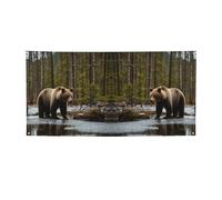 Striscione per feste con orso bianco e orso marrone, striscione per tutti gli eventi, bandiere luminose per compleanno, Ringraziamento e molto altro ancora