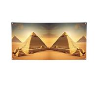 Striscione per feste con piramide egiziana nel deserto, striscione per tutti gli eventi, bandiere luminose per compleanno, Ringraziamento e molto altro ancora