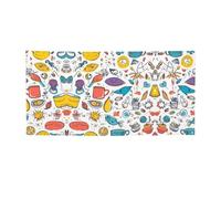 Striscione per feste con piume colorate disegnate a mano su sfondo bianco, decorazioni per tutte le occasioni, per il Ringraziamento, feste di compleanno e molto altro ancora