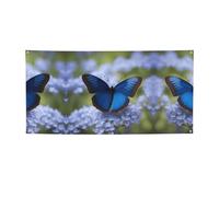 Striscione per feste con stampa a farfalla blu, decorazioni per tutte le occasioni, per il Ringraziamento, feste di compleanno e molto altro ancora