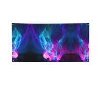 Striscione per feste con stampa a fuoco blu e rosso, decorazioni per tutte le occasioni, per il Ringraziamento, feste di compleanno e molto altro ancora