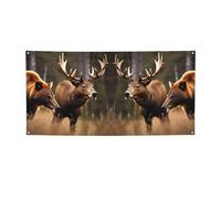 Striscione per feste con stampa di cervi e orsi selvatici, striscione per tutti gli eventi, bandiere luminose per compleanno, Ringraziamento e molto altro ancora