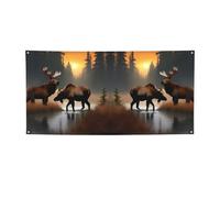 Striscione per feste con stampa di cervo e orso, striscione per tutti gli eventi, bandiere luminose per compleanno, Ringraziamento e molto altro ancora