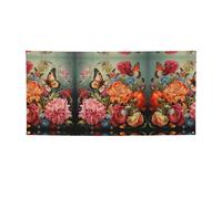 Striscione per feste con stampa di fiori e farfalle, decorazioni per tutte le occasioni, per il Ringraziamento, feste di compleanno e molto altro ancora