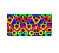 Striscione per feste con stampa di girasoli arcobaleno, striscione per tutti gli eventi, bandiere luminose per compleanno, Ringraziamento e molto altro ancora