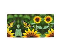 Striscione per feste con stampa di girasoli e farfalle, decorazioni per tutte le occasioni, per il Ringraziamento, feste di compleanno e molto altro ancora