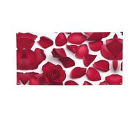 Striscione per feste con stampa di petali di rosa rossa per affari, eventi, compleanni, decorazioni per feste, interni o esterni