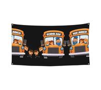 Striscione per feste con stampa di scuolabus, decorazione per esterni di Natale di Halloween, cartello da appendere durevole per feste e incontri