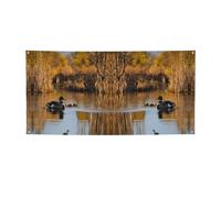 Striscione per feste con stampa di uccelli Loon Nature, striscione per tutti gli eventi, bandiere luminose per compleanno, Ringraziamento e molto altro ancora