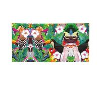 Striscione per feste con stampa di uccelli tropicali e foglie di piante, striscione per tutti gli eventi, bandiere luminose per compleanno, Ringraziamento e molto altro ancora