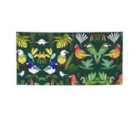 Striscione per feste con stampa di uccelli tropicali e foglie di piante, striscione per tutti gli eventi, bandiere luminose per compleanno, Ringraziamento e molto altro ancora