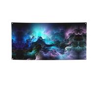 Striscione per feste con stampa grafica 3D, universo, spazio, striscione per tutti gli eventi, bandiere luminose per compleanno, Ringraziamento e molto altro ancora