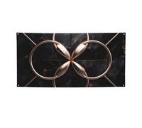 Striscione per feste con stampa marmorizzata in oro rosa nero, striscioni personalizzati di buon compleanno, perfetto per decorazioni festive