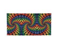 Striscione per feste con stampa tie dye con orso, striscione per tutti gli eventi, bandiere luminose per compleanno, Ringraziamento e molto altro ancora