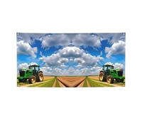 Striscione per feste con stampa trattore sotto cielo blu e nuvole bianche, striscione per tutti gli eventi, bandiere luminose per compleanno, Ringraziamento e molto altro ancora