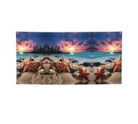 Striscione per feste con stelle marine e corallo sulla spiaggia, decorazioni per tutte le occasioni, per il Ringraziamento, feste di compleanno e molto altro ancora