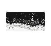 Striscione per feste con tasti di pianoforte con note musicali, striscione per tutti gli eventi, bandiere luminose per compleanno, Ringraziamento e molto altro ancora