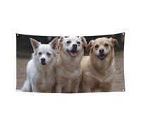 Striscione per feste con tre cani sfondo banner festa di compleanno fotografia sfondo decorazioni per interni ed esterni decorazione da parete banner forniture per feste bomboniere 178 x 89 cm