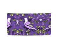Striscione per feste con uccellini in lavanda viola e fiori floreali, striscione per tutti gli eventi, bandiere luminose per compleanno, Ringraziamento e molto altro ancora