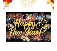 Striscione per feste di Capodanno, poster in tessuto di poliestere da 150 cm, grande decorazione per interni ed esterni, decorazione per soggiorno, cortile, scuola, ufficio e sfondo per