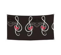 Striscione per feste di Halloween con stampa di simboli musicali e amore, decorazione da appendere durevole, adatta per decorare casa, giardino, bar