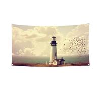 Striscione per feste di Halloween con stampa di un vecchio faro, decorazione per cortile esterno per recinzione, portico, giardino, vacanza, decorazione da appendere