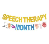 Striscione per il mese della logopedia, senza decorazioni fai da te per la terapia del linguaggio, decorazione per feste patologiche per regali di apprezzamento SLP glitterati