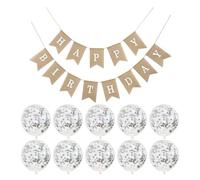 Striscione Per Il Primo Compleanno Da 1 Pezzo, Palloncini Argentati Da 10 Pezzi, Striscione Di Buon Compleanno, Bandierine Di Compleanno, Uno Striscione Di Compleanno