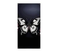 Striscione per porta a farfalla in bianco e nero, decorazione stagionale per copertura della porta verticale, sfondo resistente per feste, portico, ingresso, giardino, decorazione 178 x 90 cm
