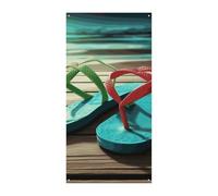 Striscione per porta a infradito, decorazione per porta verticale stagionale, sfondo durevole per feste, portico, ingresso, giardino, decorazione 178 x 80 cm