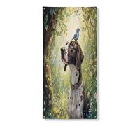 Striscione per porta a pelo corto tedesco primaverile, 91 x 182 cm, carino Bluebird Foresta da appendere per decorazione della porta d'ingresso, forniture per interni ed esterni per ingresso del cane